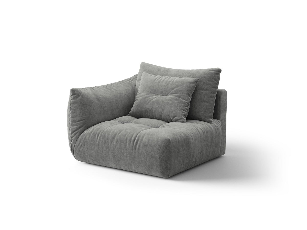 Modulares Sofa Bloom Modul von Micadoni in Leichtes beige, Bezug aus Casino Pearl Velours-Stoff, mit schwarzen Kunststoffbeinen.