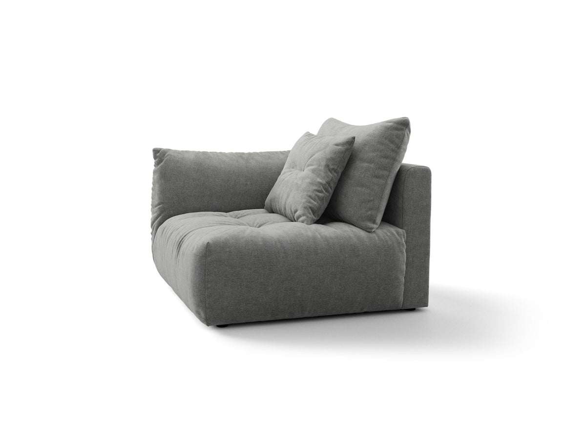 Modulares Sofa Bloom Modul von Micadoni in Leichtes beige, Bezug aus Casino Pearl Velours-Stoff, mit schwarzen Kunststoffbeinen.