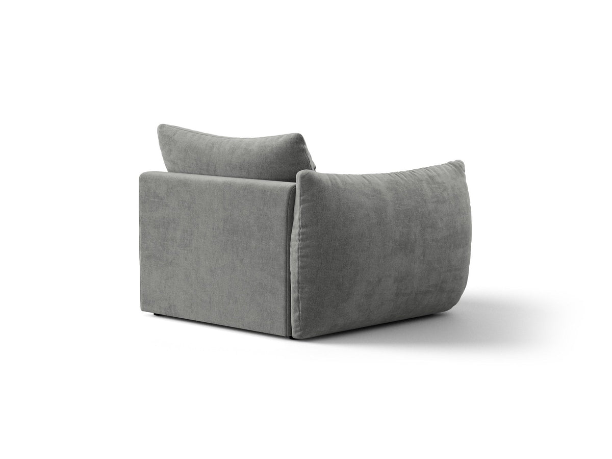 Modulares Sofa Bloom Modul von Micadoni in Leichtes beige, Bezug aus Casino Pearl Velours-Stoff, mit schwarzen Kunststoffbeinen.