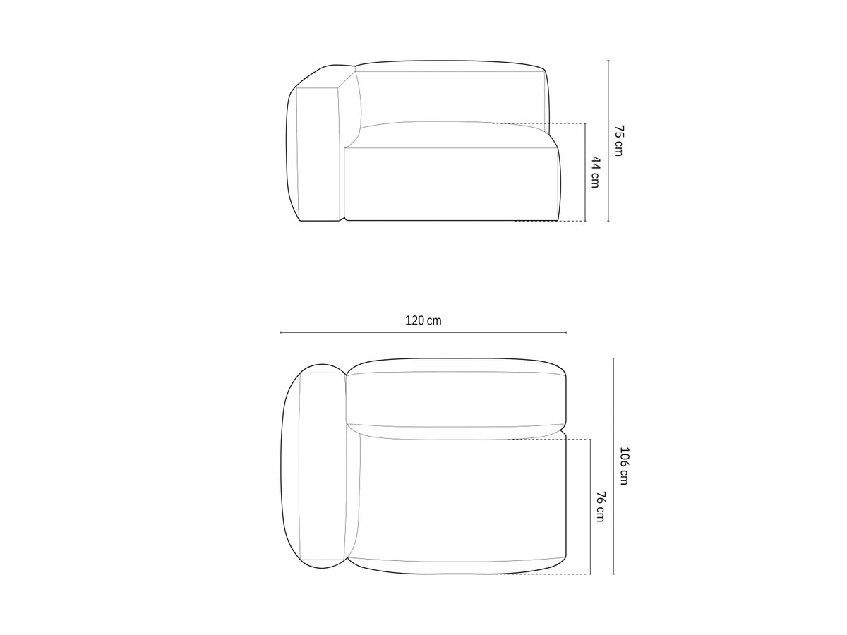 Martina Modul links 1 Sitzer in Light Grey-Tilia präsentiert im Onlineshop von KAQTU Design AG. Modulares Sofa ist von Micadoni
