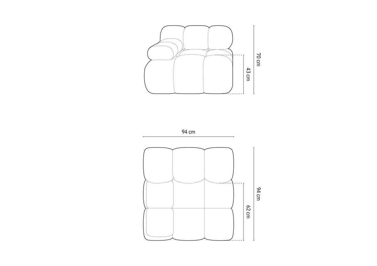 Bellis Boucle Modul links 1 Sitzer in Brick-Rolf präsentiert im Onlineshop von KAQTU Design AG. Modulares Sofa ist von Micadoni