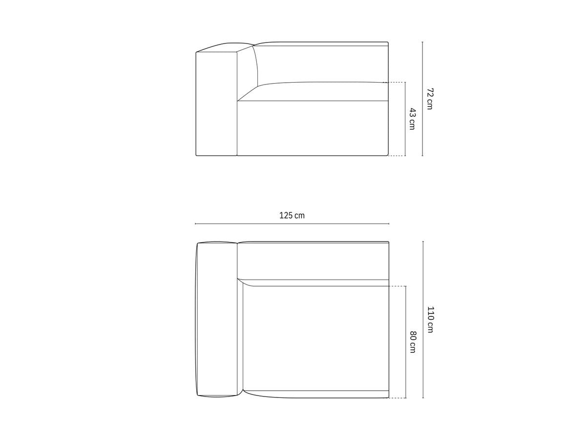 1-Sitzer Modulares Sofa links Nuria in Brick-Liberty präsentiert im Onlineshop von KAQTU Design AG. Modulares Sofa ist von Micadoni