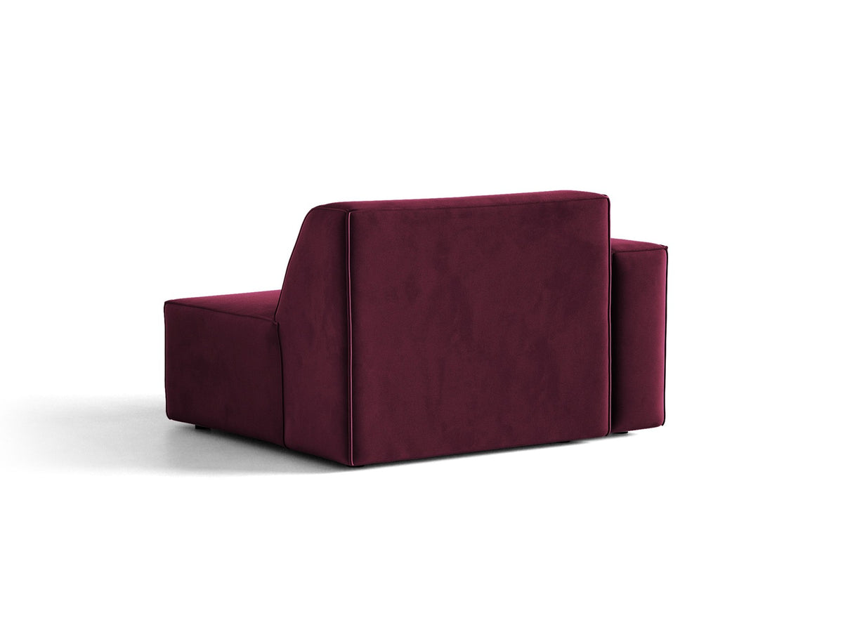 Modulares Sofa-Element Jodie von Micadoni in leichtem Beige mit Venus-Samtstoff, schwarzen Kunststoffbeinen und niedriger Rückenlehne.