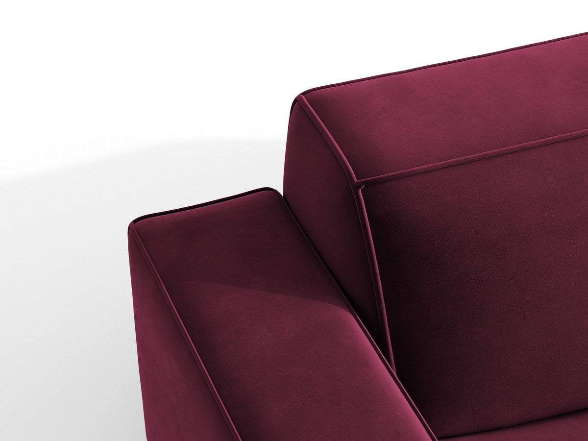 Modulares Sofa-Element Jodie von Micadoni in leichtem Beige mit Venus-Samtstoff, schwarzen Kunststoffbeinen und niedriger Rückenlehne.