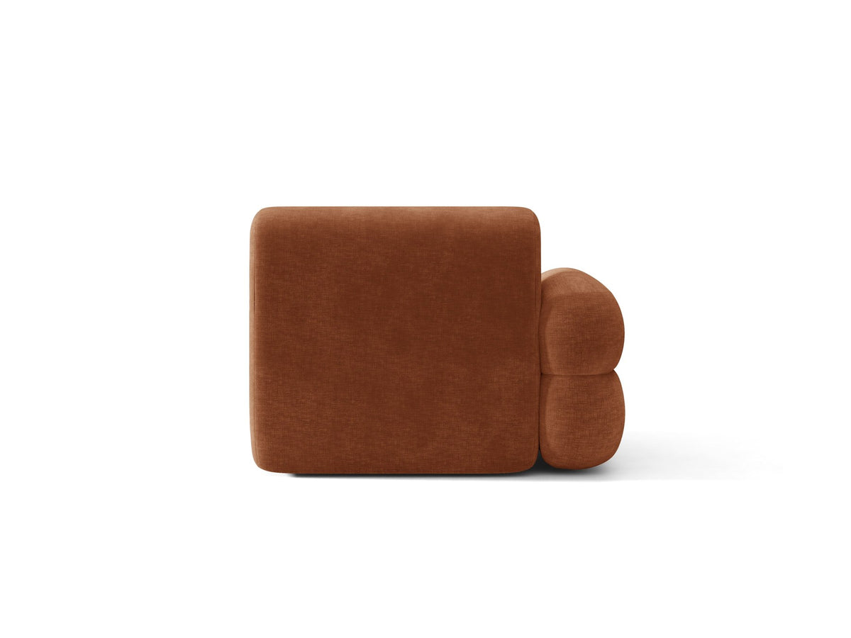 Modulares Sofa Neo von Micadoni in Dunkles olivgrün mit strukturiertem Bouclé-Stoffbezug, schwarzen Kunststoffbeinen und hoher Rückenlehne.