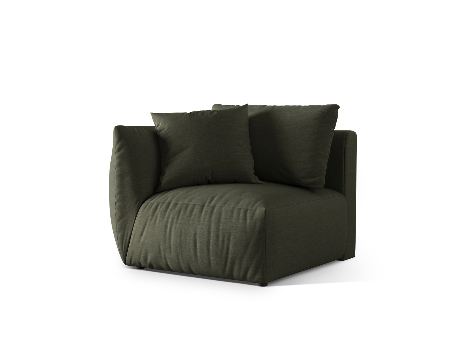 Linksseitiger 1-Sitzer des Chris Moduls in sanftem Blau, Teil des modularen Sofas von Micadoni, stilvoll und modern.