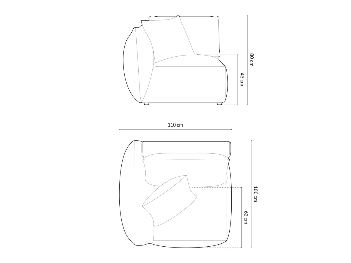Chris Modul links 1 Sitzer in Warm grey-LINS präsentiert im Onlineshop von KAQTU Design AG. Modulares Sofa ist von Micadoni