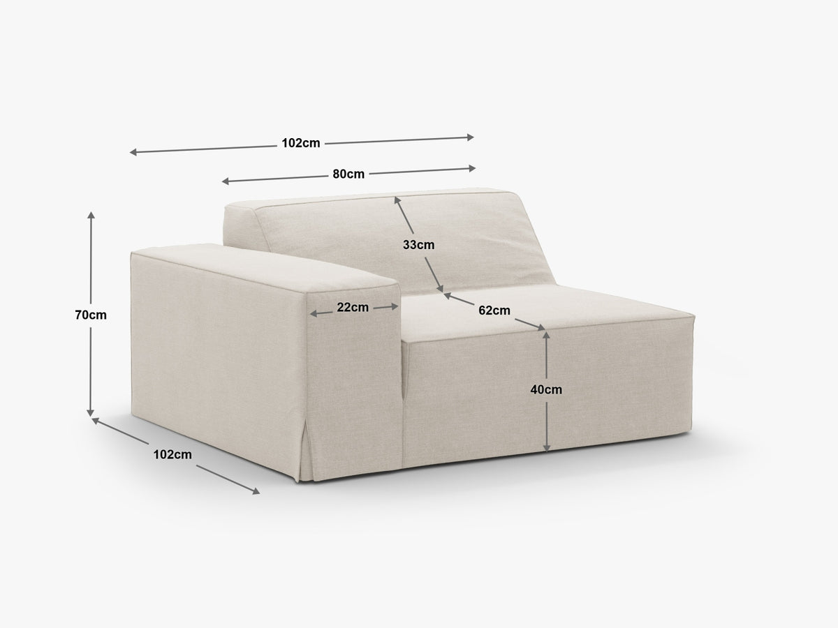 Jodie Modul links 1 Sitzer mit abnehmbaren Bezug in Grey und Blue-LINS präsentiert im Onlineshop von KAQTU Design AG. Modulares Sofa ist von Micadoni