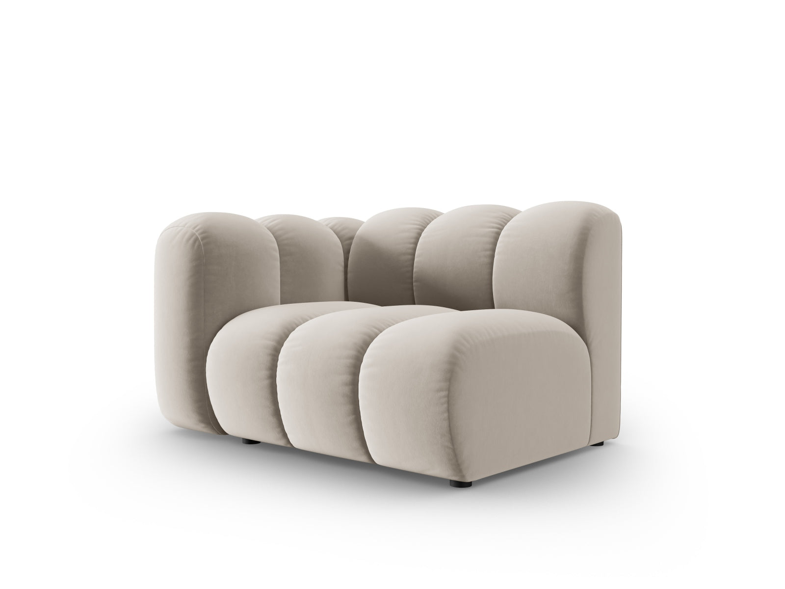 Lupine Velour Modul links 1 Sitzer in Beige präsentiert im Onlineshop von KAQTU Design AG. Modulares Sofa ist von Micadoni