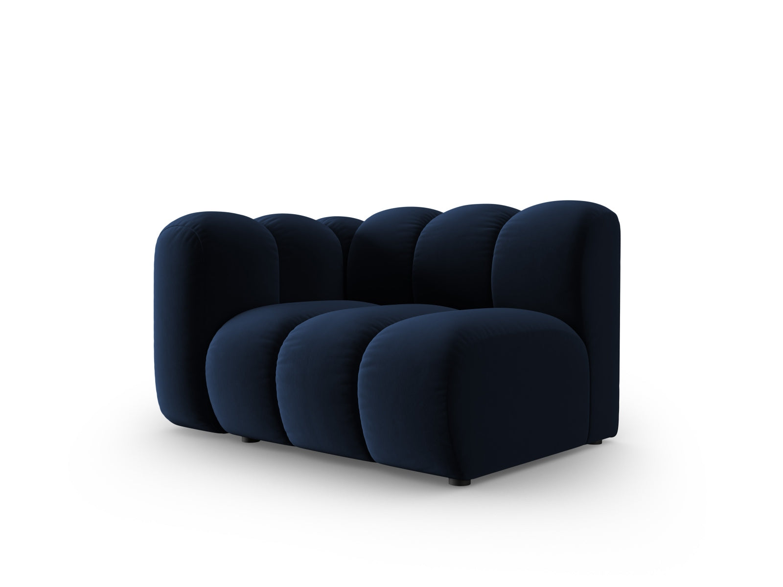 Elegantes Lupine Velour Modul links für 1 Sitzer in Royal Blue, ideal für stilvolle Wohnräume und vielseitige Sofa-Kombinationen.