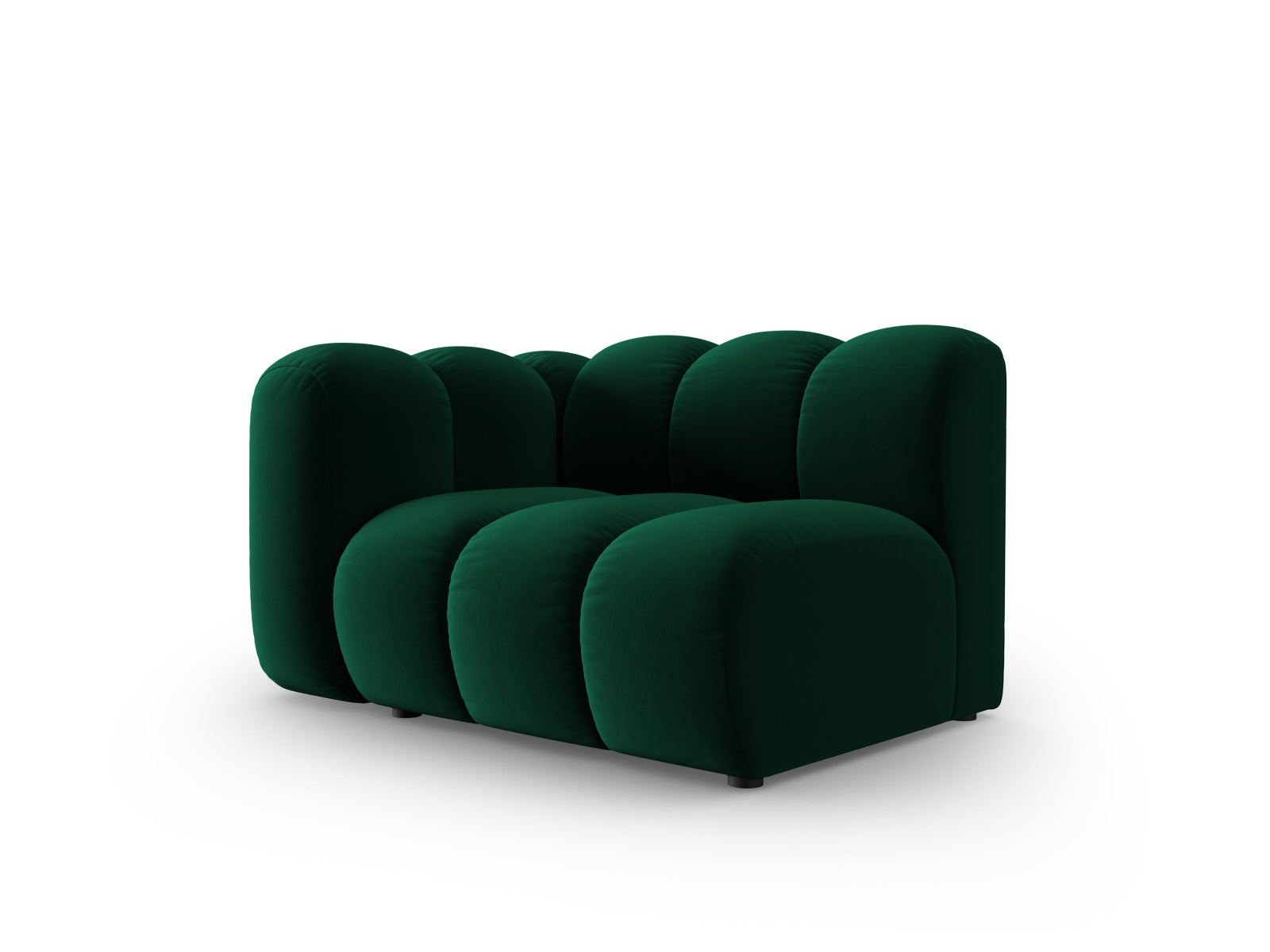 Elegantes Lupine Velour Modul links 1 Sitzer in Flaschengrün, ideal für stilvolle Wohnräume und vielseitige Sofa-Kombinationen.