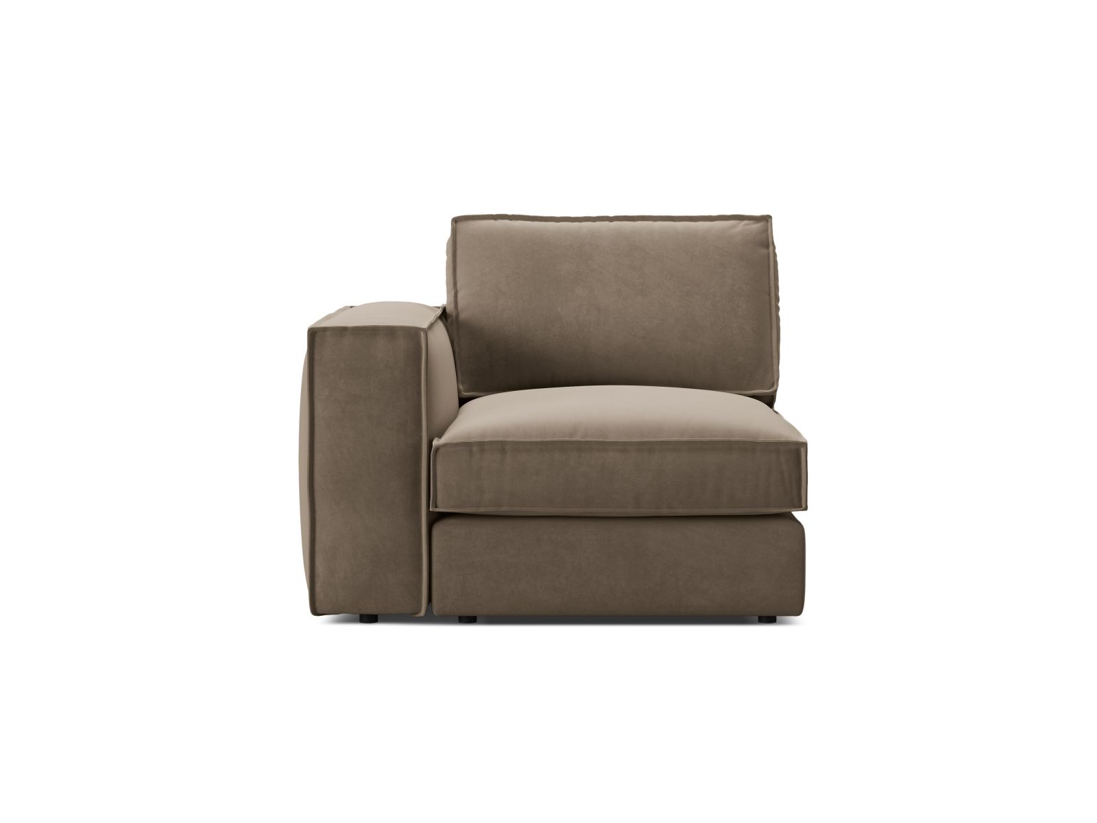 Elegantes 1-Sitzer Modul links Pola in trendigem Grau-Braun, ideal für individuelle Wohnkonzepte und komfortable Entspannung.