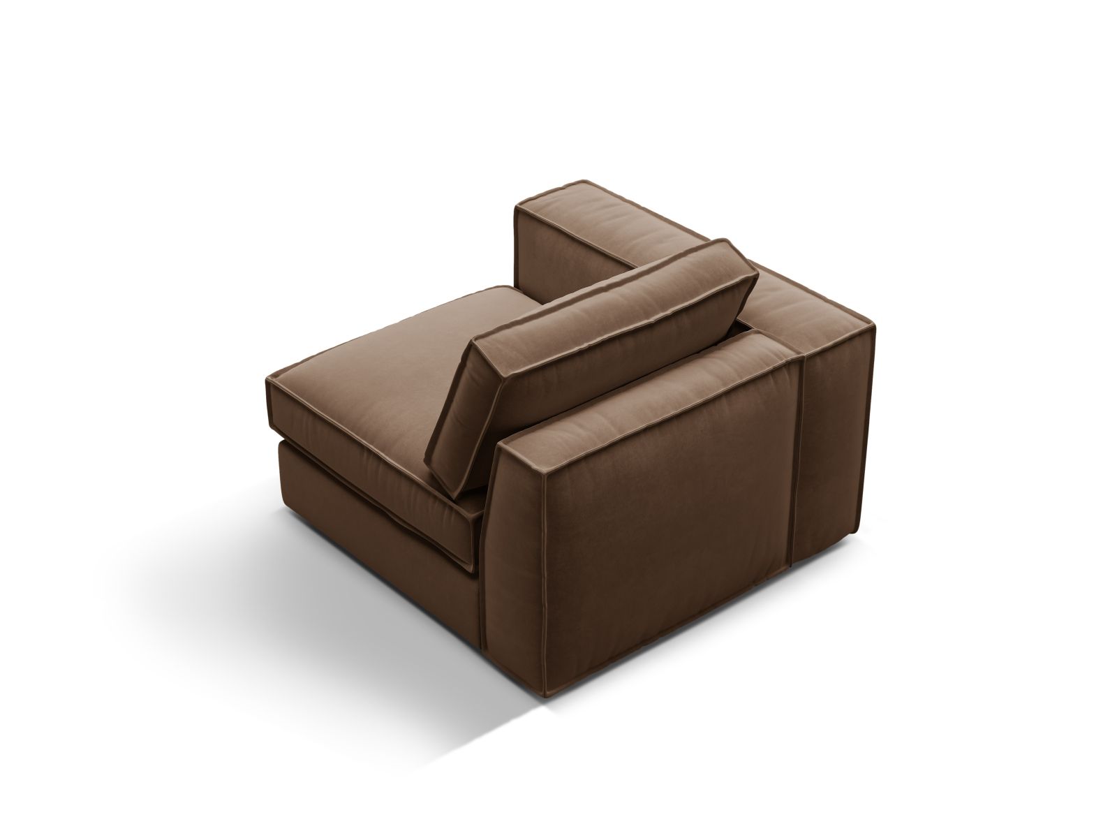 Stylisches 1-Sitzer Modul links Pola in edlem Chocolate-Salvador, perfekt für kreative Sofa-Kombinationen und modernes Wohndesign.