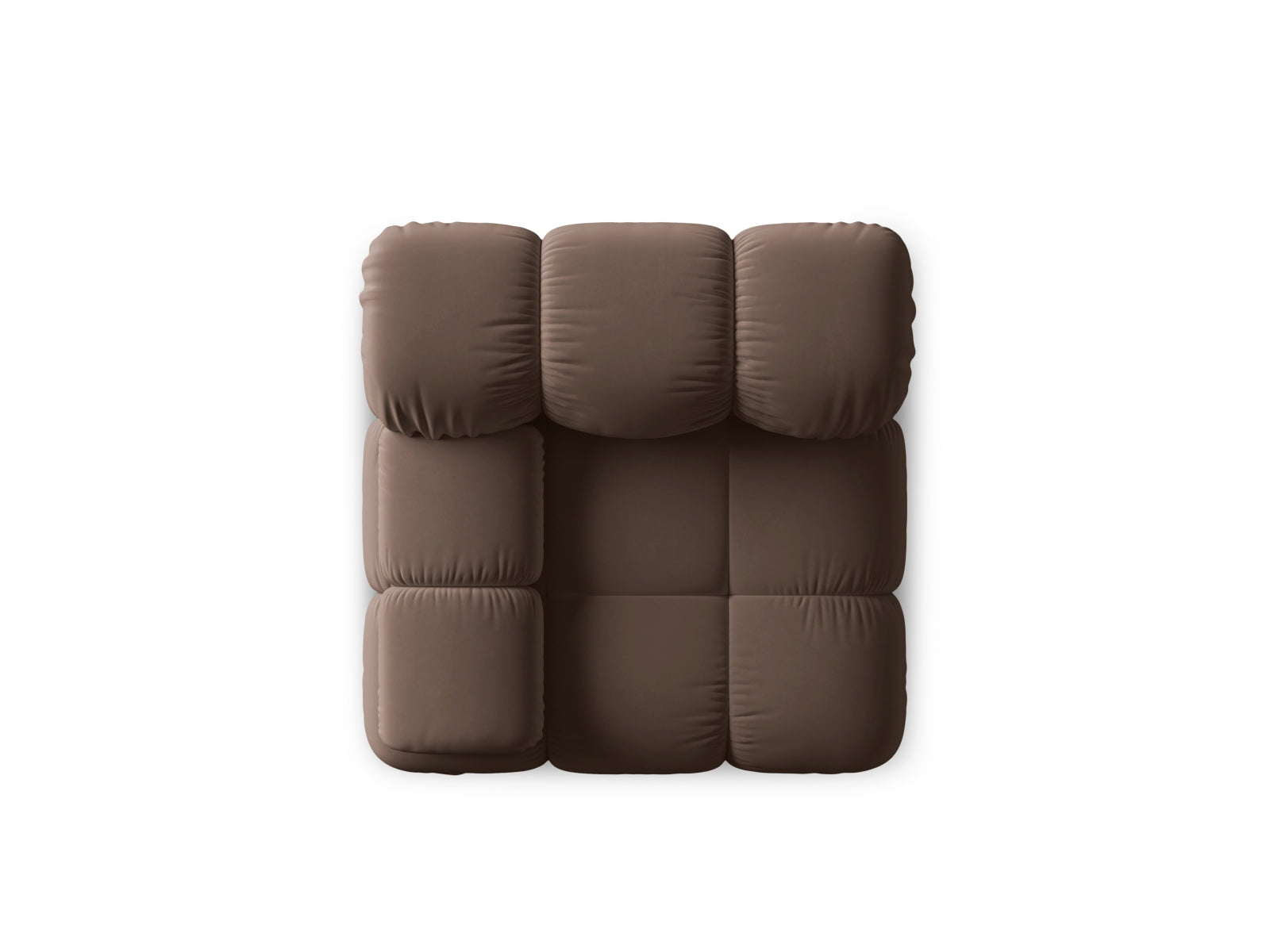 Eleganter Bellis Velour Modul links 1 Sitzer in luxuriösem Dunkelbraun, ideal für kreative und stilvolle Wohnräume.