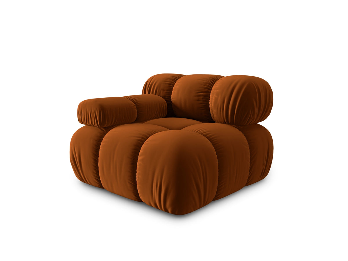 Bellis Velour Modul links 1 Sitzer in Terracotta-Bluvel präsentiert im Onlineshop von KAQTU Design AG. Modulares Sofa ist von Micadoni