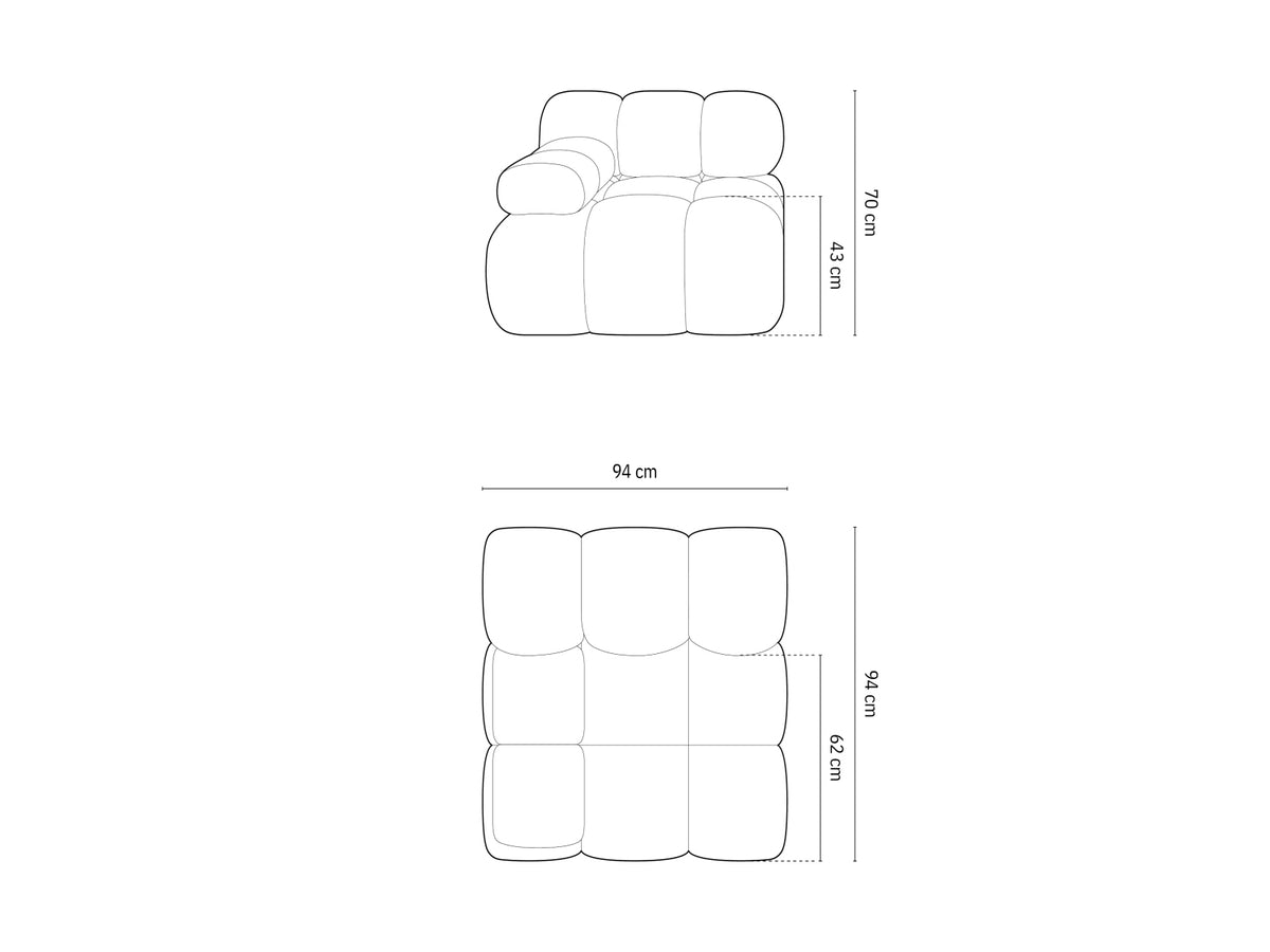 Bellis Velour Modul links 1 Sitzer in Dark Beige-Bluvel präsentiert im Onlineshop von KAQTU Design AG. Modulares Sofa ist von Micadoni