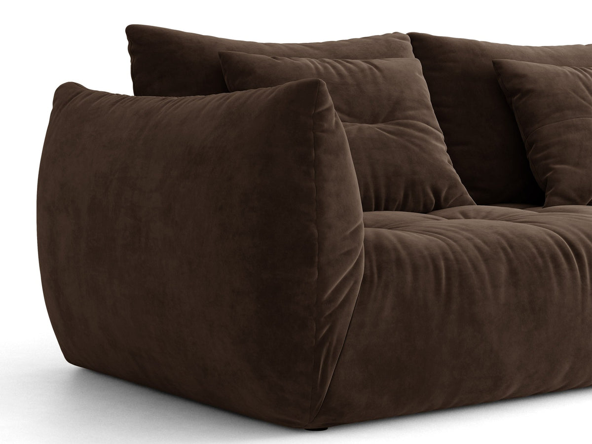 Modulares Sofa Bloom Modul von Micadoni in Leichtes beige, Bezug aus Casino Pearl Velours-Stoff, mit schwarzen Kunststoffbeinen.