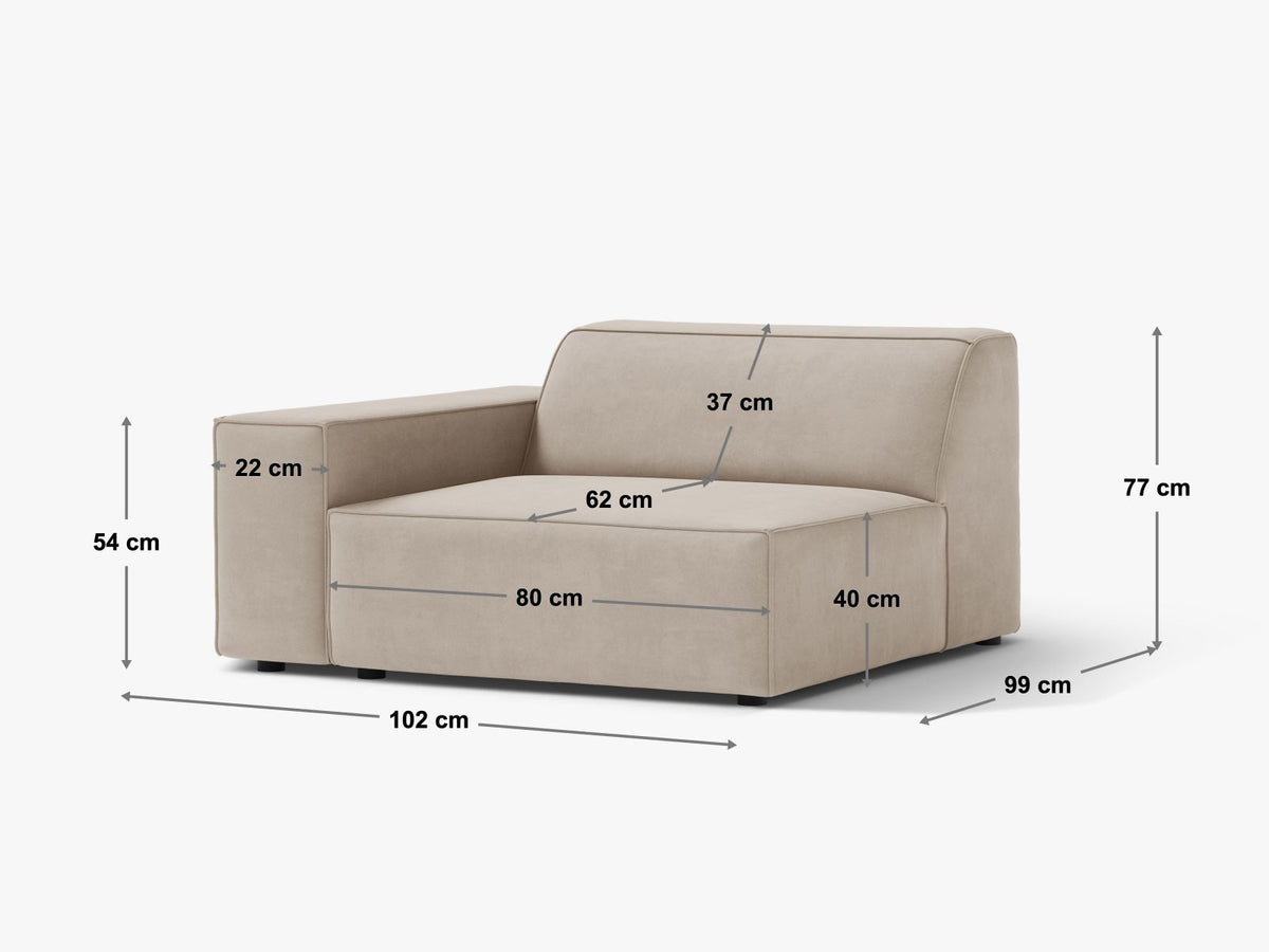 1-Sitzer Modul links Jodie in Dark Grey-Bluvel präsentiert im Onlineshop von KAQTU Design AG. Modulares Sofa ist von Micadoni