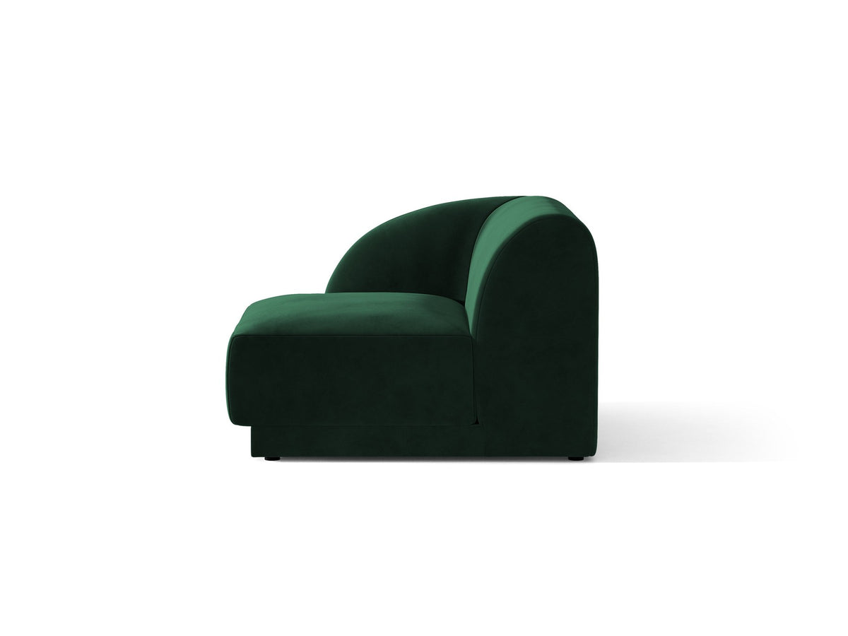 Dunkelbeiger Einsitzer aus der modularen Miley-Sofa-Serie von Micadoni, Bezug aus Bluvel-Stoff, schwarze Kunststofffüsse, kompakte quadratische Form.