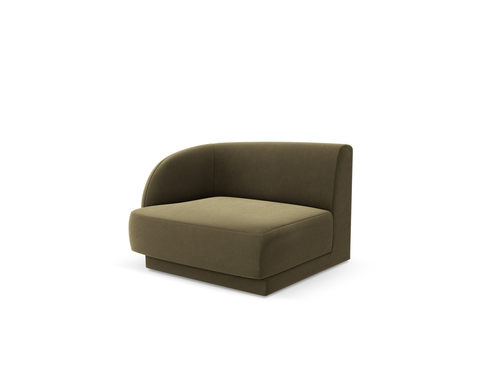 Elegantes Miley Velour Modul links 1 Sitzer in stilvollem Green-Bluvel, ideal für moderne Wohnräume, von Micadoni.