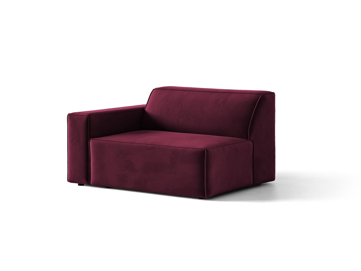 Modulares Sofa-Element Jodie von Micadoni in Leichtes Beige mit Venus Samtstoff, schwarzen Kunststoffbeinen und niedriger Rückenlehne.