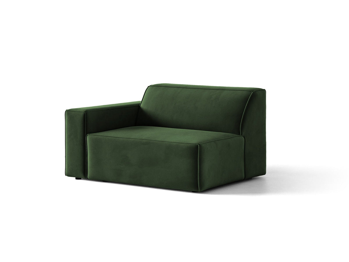 Modulares Sofa-Element Jodie von Micadoni in Leichtes Beige mit Venus Samtstoff, schwarzen Kunststoffbeinen und niedriger Rückenlehne.