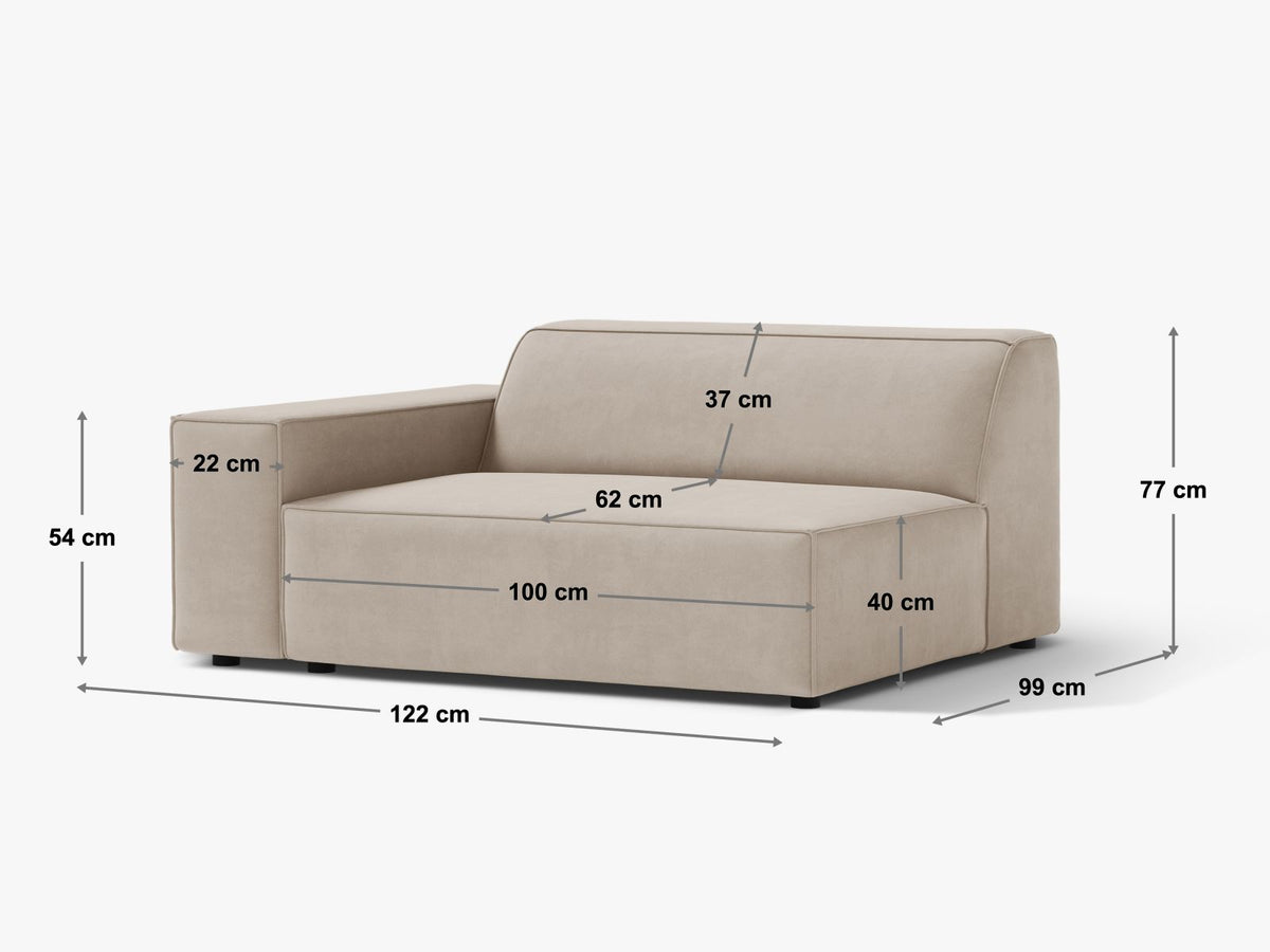 1-Sitzer Modul links Jodie in Light Beige-Bluvel präsentiert im Onlineshop von KAQTU Design AG. Modulares Sofa ist von Micadoni
