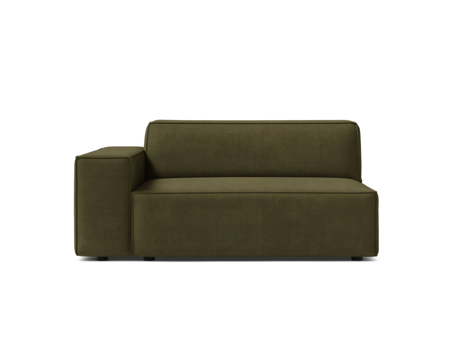 Stylisches 1-Sitzer Modul links Jodie in trendigem Green-Bluvel, perfekt für kreative Sofa-Kombinationen in modernen Wohnkonzepten.