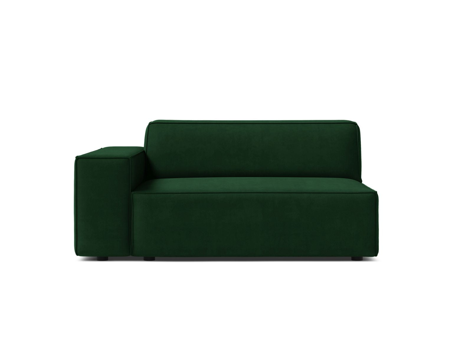 Stylisches 1-Sitzer Modul links Jodie in edlem Bottle Green-Bluvel, perfekt für individuelle Raumgestaltungen und vielseitige Sofakombinationen.
