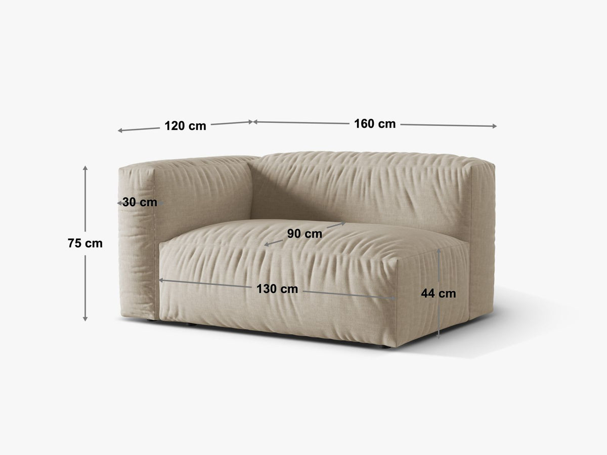 Doppelsitz-Sofa links XL Martina in Moss Green-Boston präsentiert im Onlineshop von KAQTU Design AG. Modulares Sofa ist von Micadoni