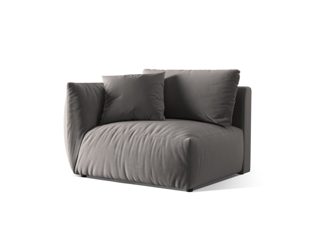 Chris Velour Modul links 1 Sitzer in Grey-Casino präsentiert im Onlineshop von KAQTU Design AG. Modulares Sofa ist von Micadoni
