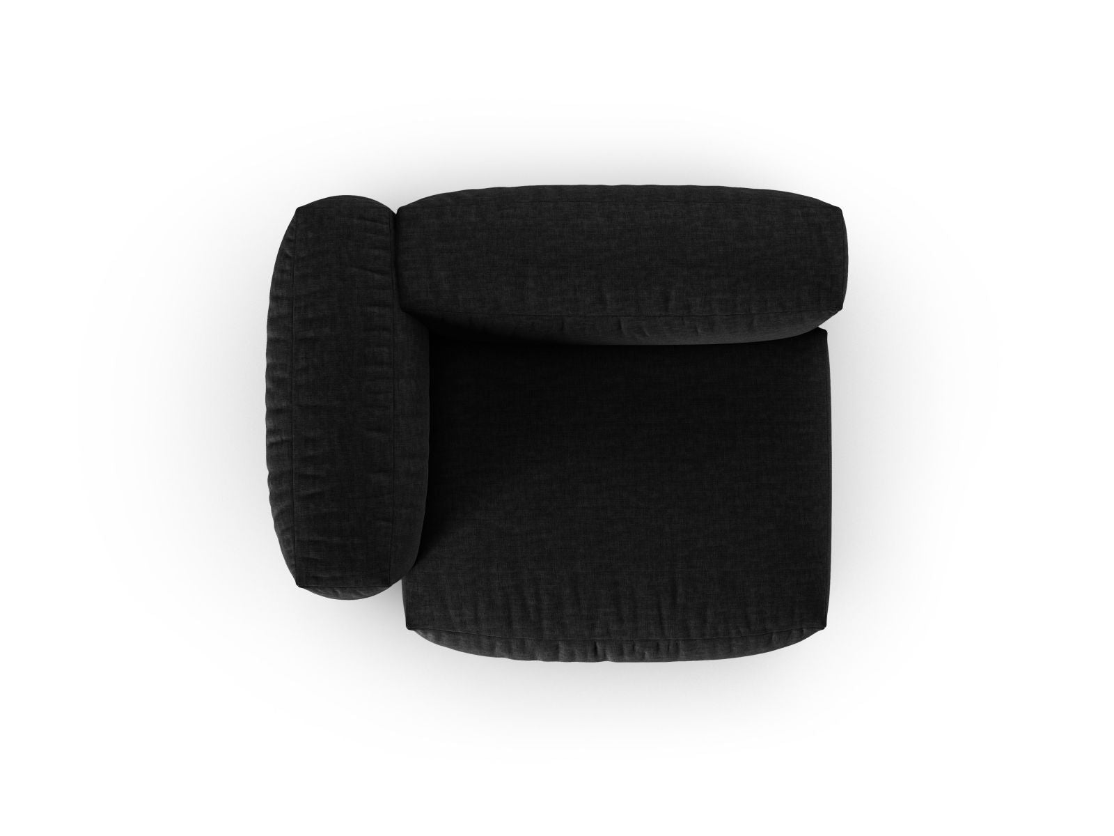 Stylisches 1-Sitzer Sofa Martina Wide XL links in zeitgemäßem Schwarz, perfekt für kreative Wohnideen und komfortable Entspannung.