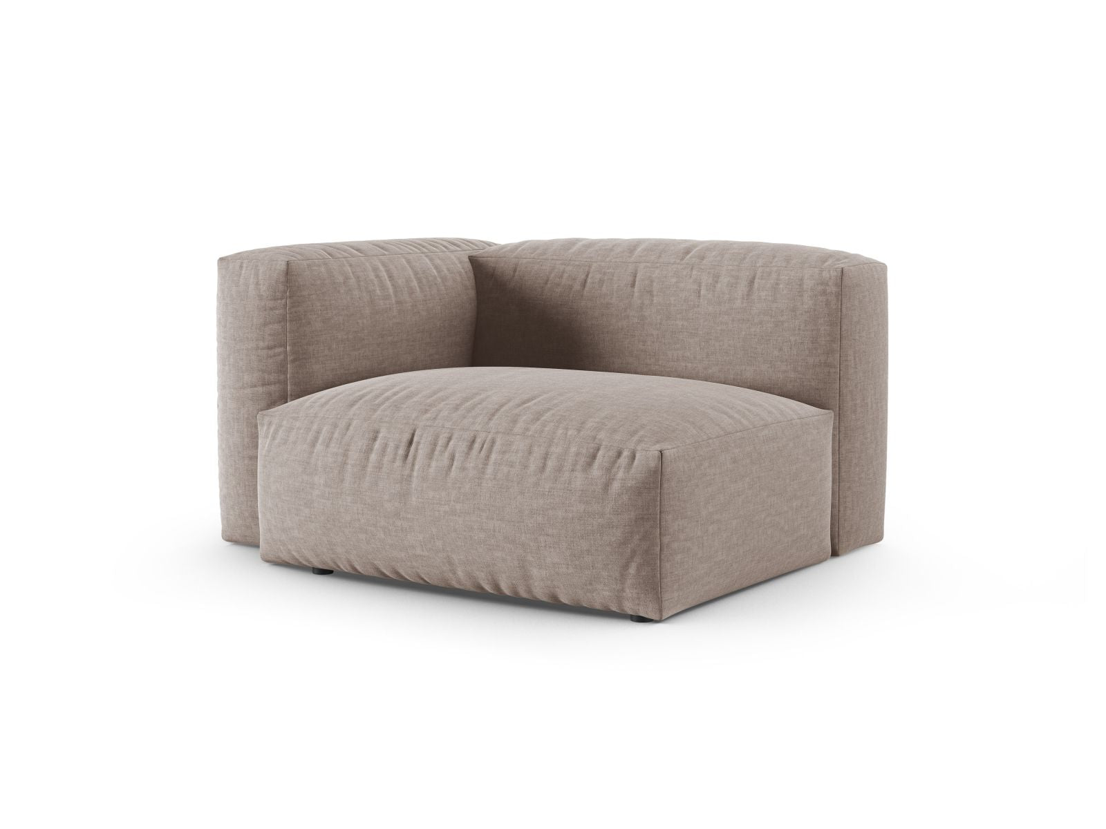 Elegantes 1-Sitzer Sofa Martina Wide XL links in einem warmen Dunkelbeige, ideal für moderne Wohnräume und vielseitige Gestaltung.