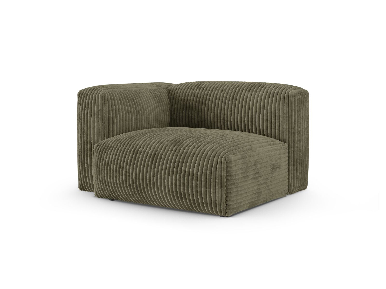 Elegantes 1-Sitzer Sofa Martina Wide XL links in Moss Green-Tilia, ideal für stilvolle Wohnräume. Modulares Design von Micadoni.