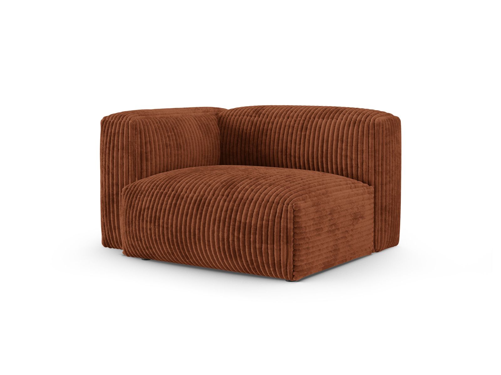 Elegantes 1-Sitzer Sofa Martina Wide XL links in warmem Brick-Tilia, ideal für stilvolle Wohnräume. Modulares Design von Micadoni.