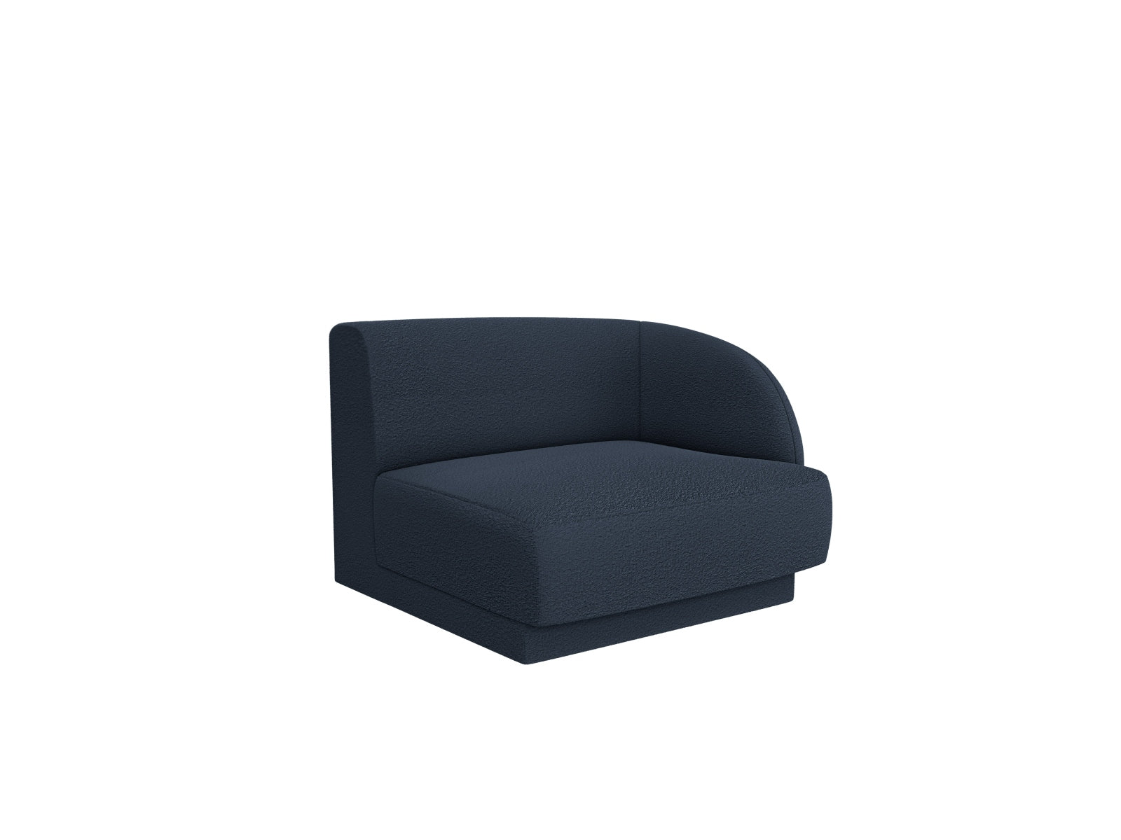 Elegantes Miley Boucle Modul rechts 1 Sitzer in Dunkelblau, ideal für stilvolle Wohnräume, erhältlich bei KAQTU Design AG.