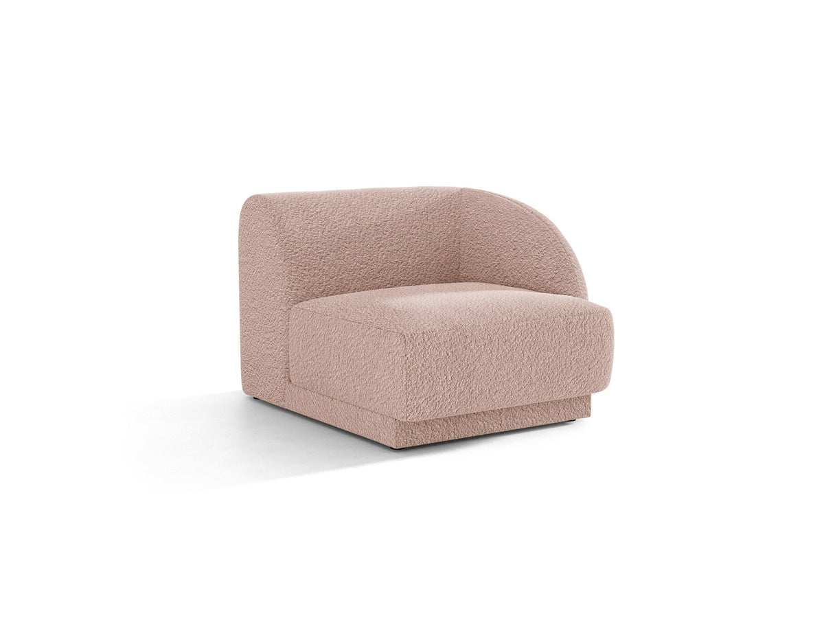 Miley Einsitzer von Micadoni: modulares Sofa-Modul in Dunkelbeige mit Stoffbezug Bluvel 30, schwarzen Kunststoffbeinen und gepolsterter Rückenlehne.