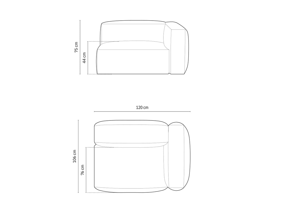 Martina Modul rechts 1 Sitzer in Petrol-Vogue präsentiert im Onlineshop von KAQTU Design AG. Modulares Sofa ist von Micadoni