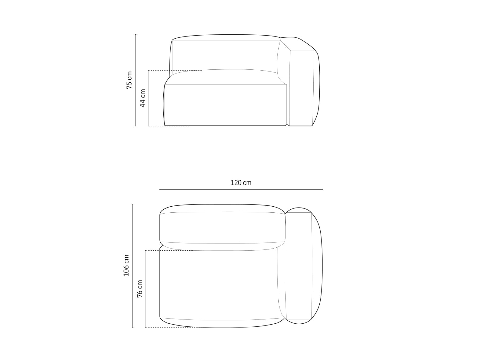 Martina Modul rechts 1 Sitzer in Blue Jeans präsentiert im Onlineshop von KAQTU Design AG. Modulares Sofa ist von Micadoni