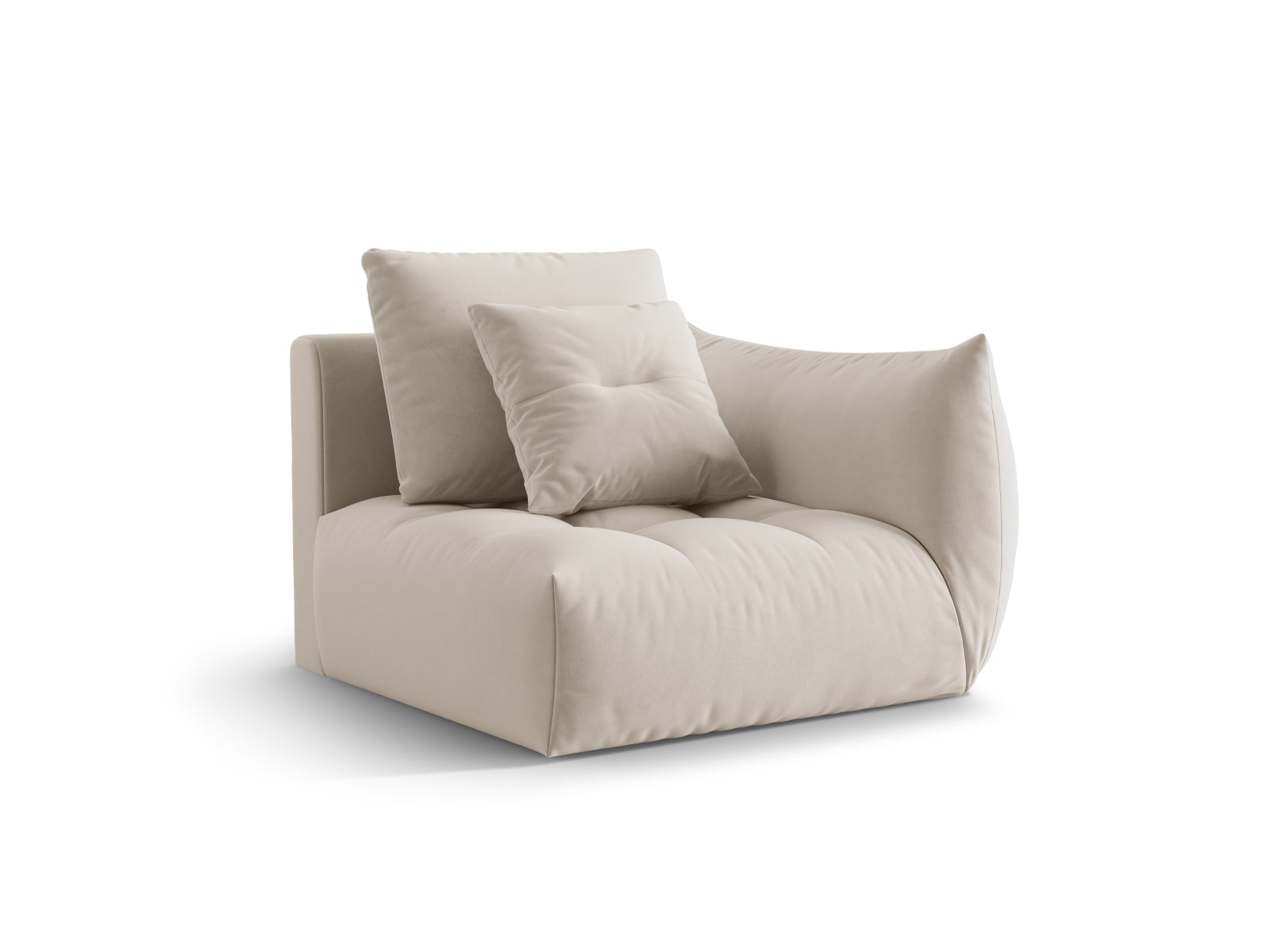 Entdecken Sie den eleganten Bloom Velour Modul 1-Sitzer rechts von Micadoni – ein modernes Boho-Möbelstück, das Ihrem Wohnzimmer Stil verleiht. Wählen Sie aus zahlreichen Farben!