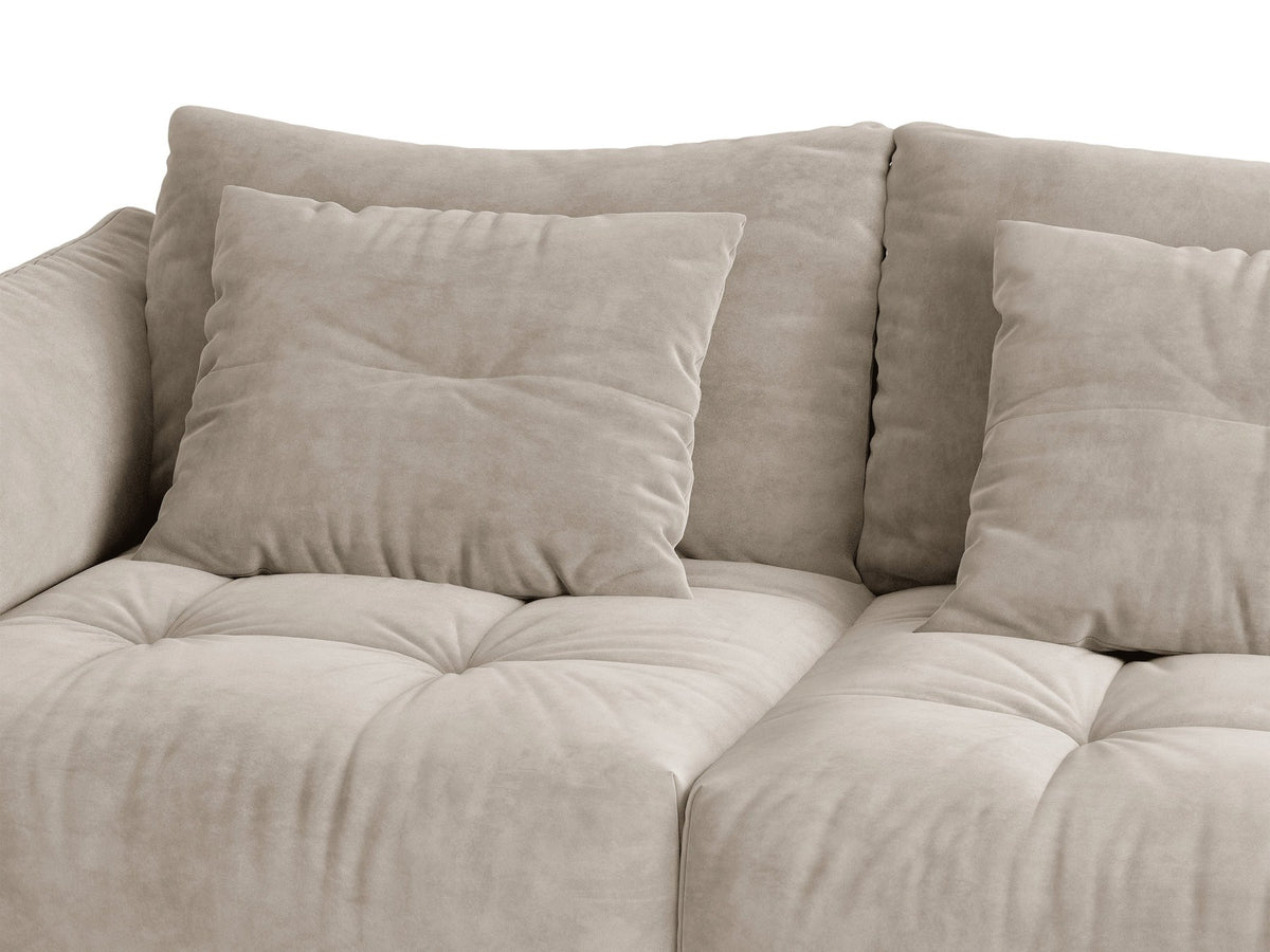 Modulares Sofa Bloom Modul von Micadoni in Leichtes Beige mit Casino-Stoffbezug aus Velours und schwarzen Kunststoffbeinen.