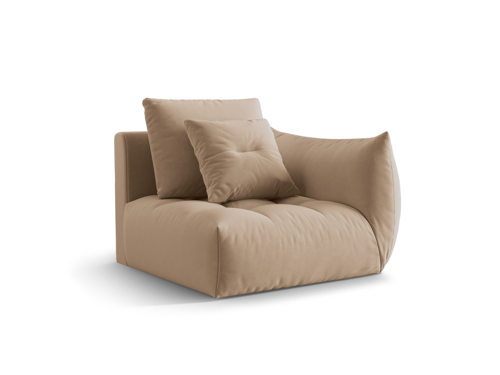 Entdecken Sie den eleganten Bloom Velour Modul 1-Sitzer rechts von Micadoni – ein modernes Boho-Möbelstück, das in verschiedenen Farben erhältlich ist!