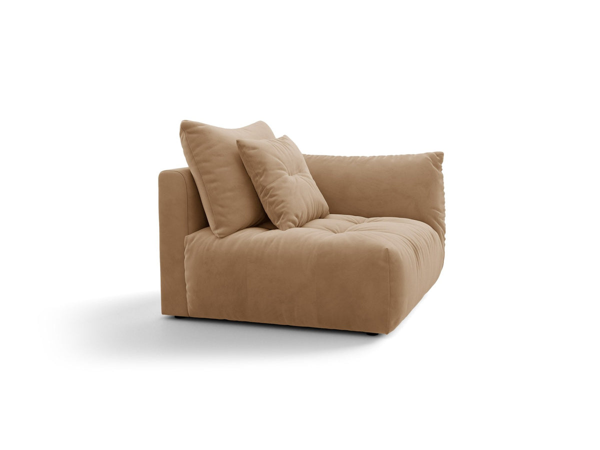 Modulares Sofa Bloom Modul von Micadoni in Leichtes Beige mit Casino-Stoffbezug aus Velours und schwarzen Kunststoffbeinen.