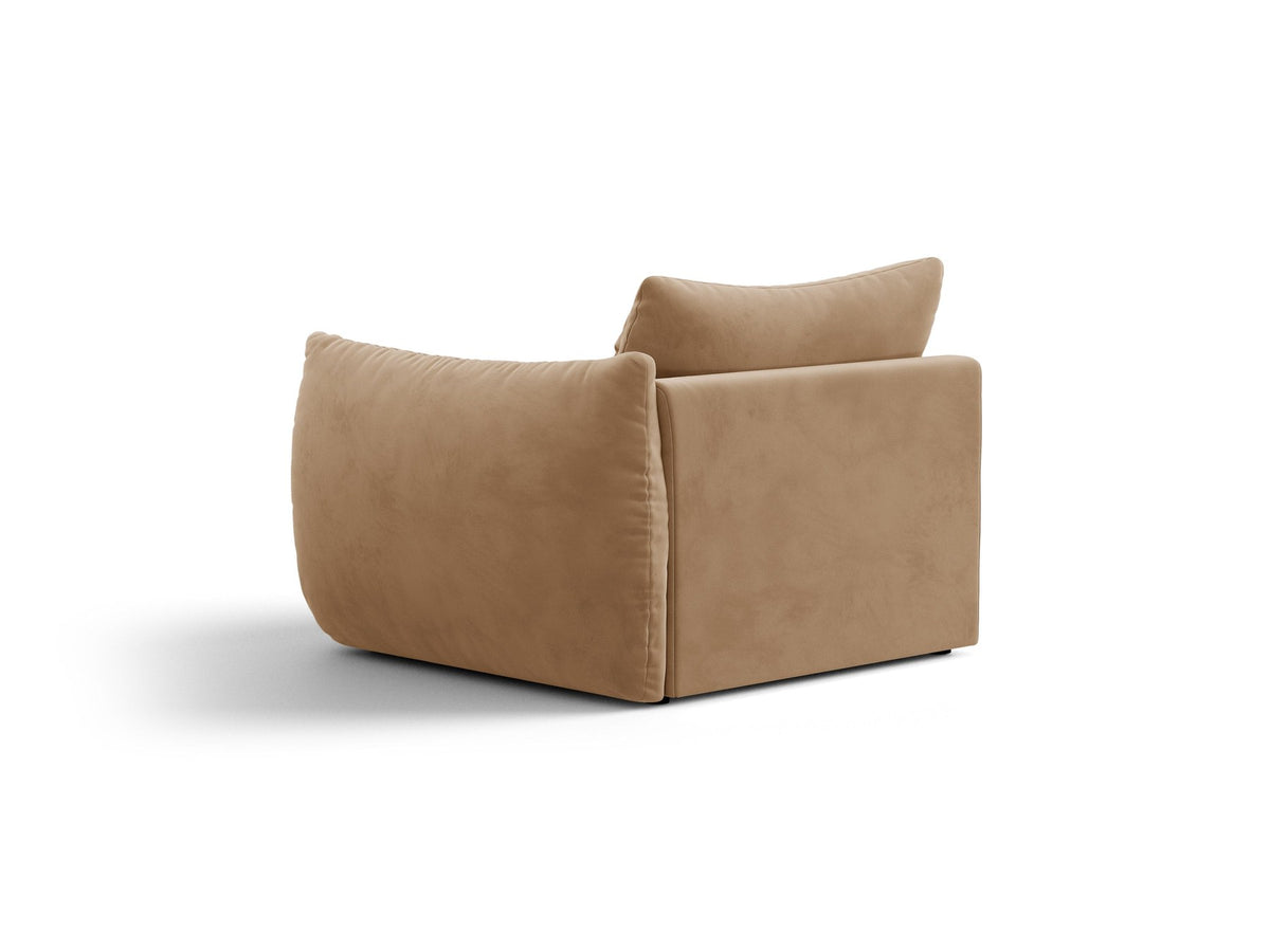 Modulares Sofa Bloom Modul von Micadoni in Leichtes Beige mit Casino-Stoffbezug aus Velours und schwarzen Kunststoffbeinen.