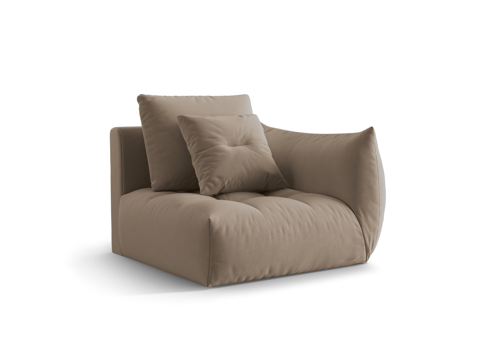 Entdecken Sie den eleganten Bloom Velour Modul 1-Sitzer rechts von Micadoni – ein flexibles Boho-Möbelstück, das in zahlreichen Farben erhältlich ist!