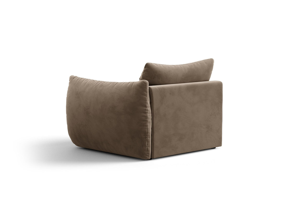 Modulares Sofa Bloom Modul von Micadoni in Leichtes Beige mit Casino-Stoffbezug aus Velours und schwarzen Kunststoffbeinen.