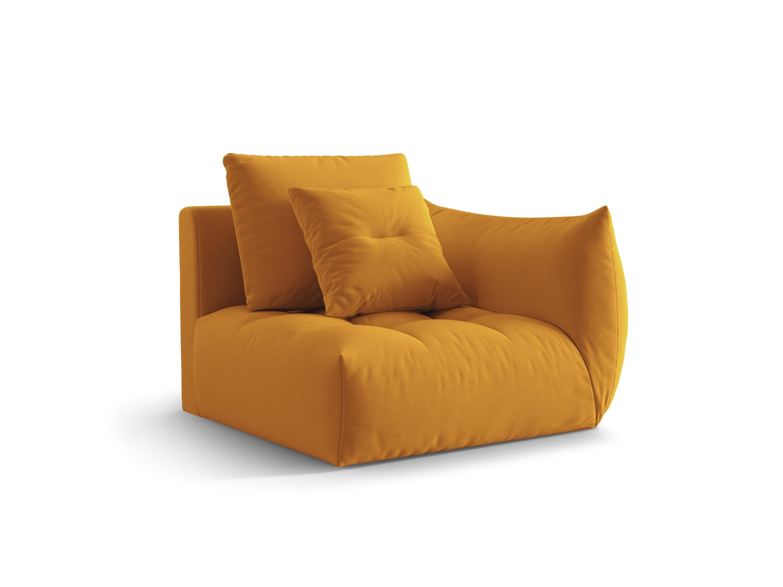 Entdecken Sie den eleganten Bloom Velour Modul 1-Sitzer rechts von Micadoni – ein flexibles Boho-Möbelstück, das in zahlreichen Farben erhältlich ist!