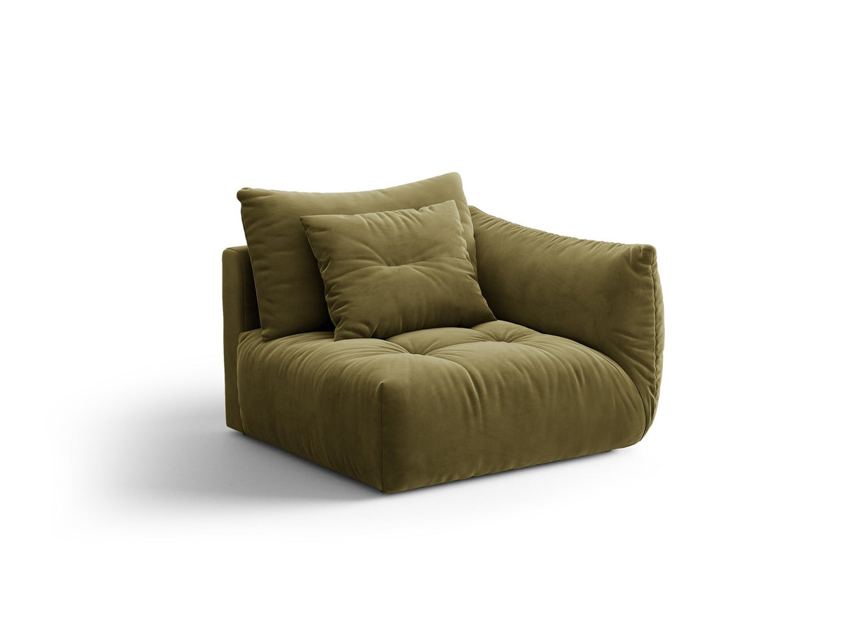 Modulares Sofa Bloom Modul von Micadoni in Leichtes Beige mit Casino-Stoffbezug aus Velours und schwarzen Kunststoffbeinen.