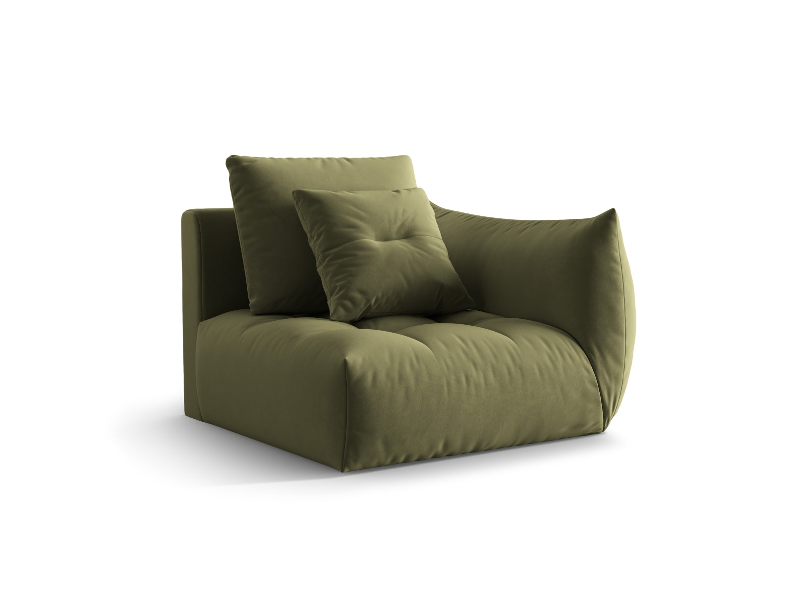 Entdecken Sie den eleganten Bloom Velour Modul 1-Sitzer rechts von Micadoni – ein flexibles Boho-Möbelstück, das in zahlreichen Farben erhältlich ist!