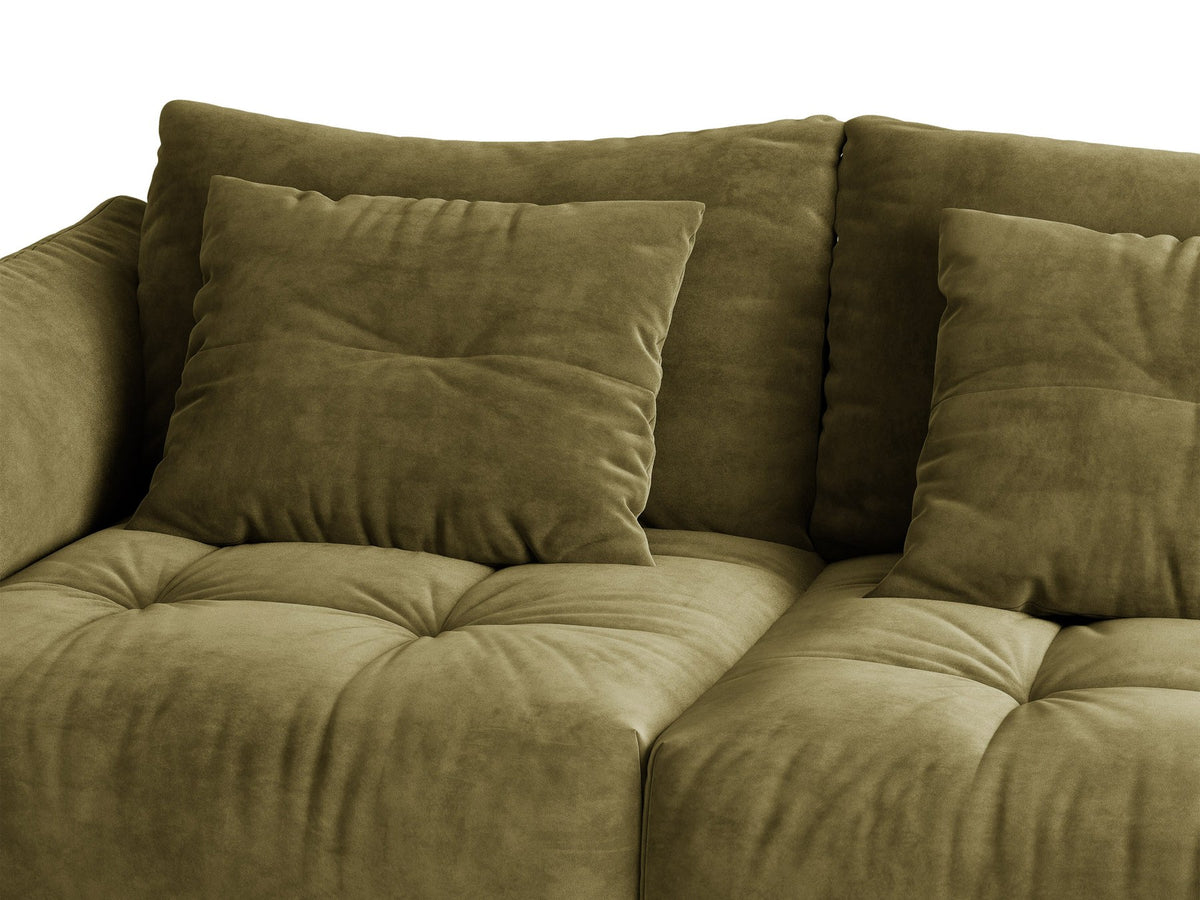 Modulares Sofa Bloom Modul von Micadoni in Leichtes Beige mit Casino-Stoffbezug aus Velours und schwarzen Kunststoffbeinen.